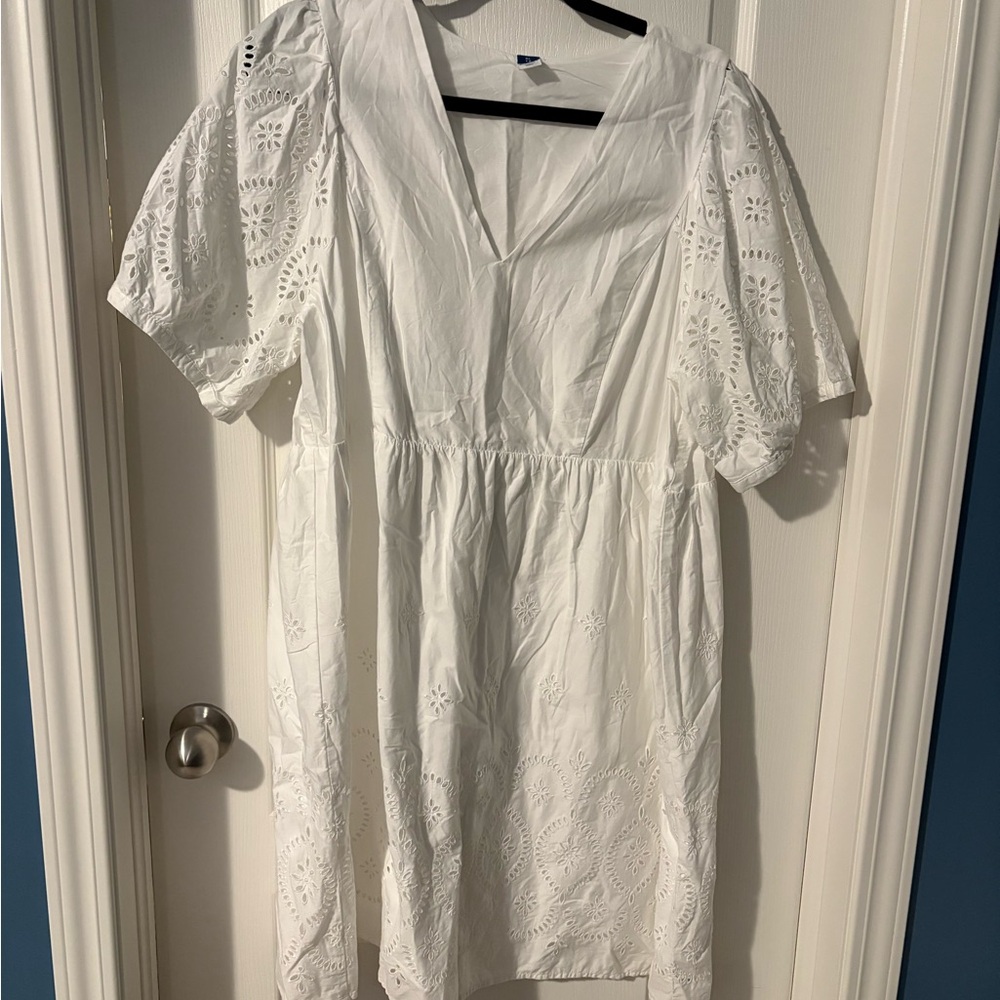 Old Navy White Eyelet Midi Dress